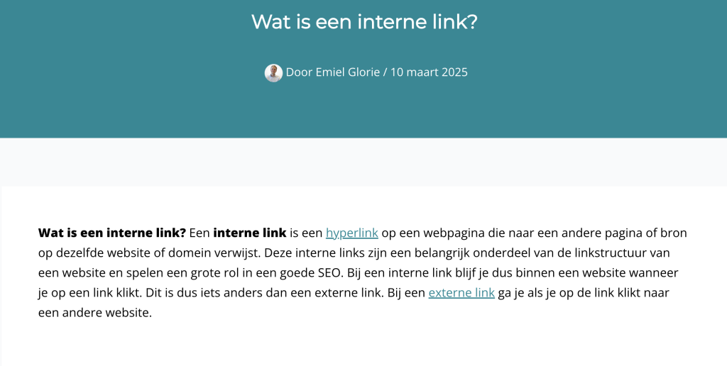 Voorbeeld van content links