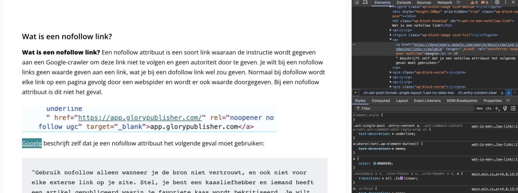 stap 2: bekijk de html-code van de website.