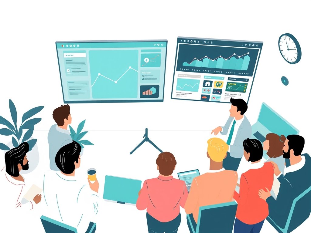 Journalisten bekijken op schermen hoe nieuwswebsites via backlinks met elkaar verbonden zijn.