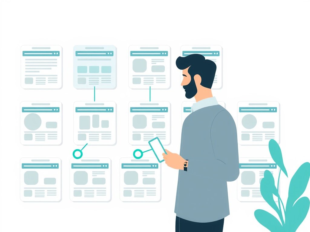 persoon die kijkt naar zijn verschillende pagina's en de positie hiervan in Google en AI